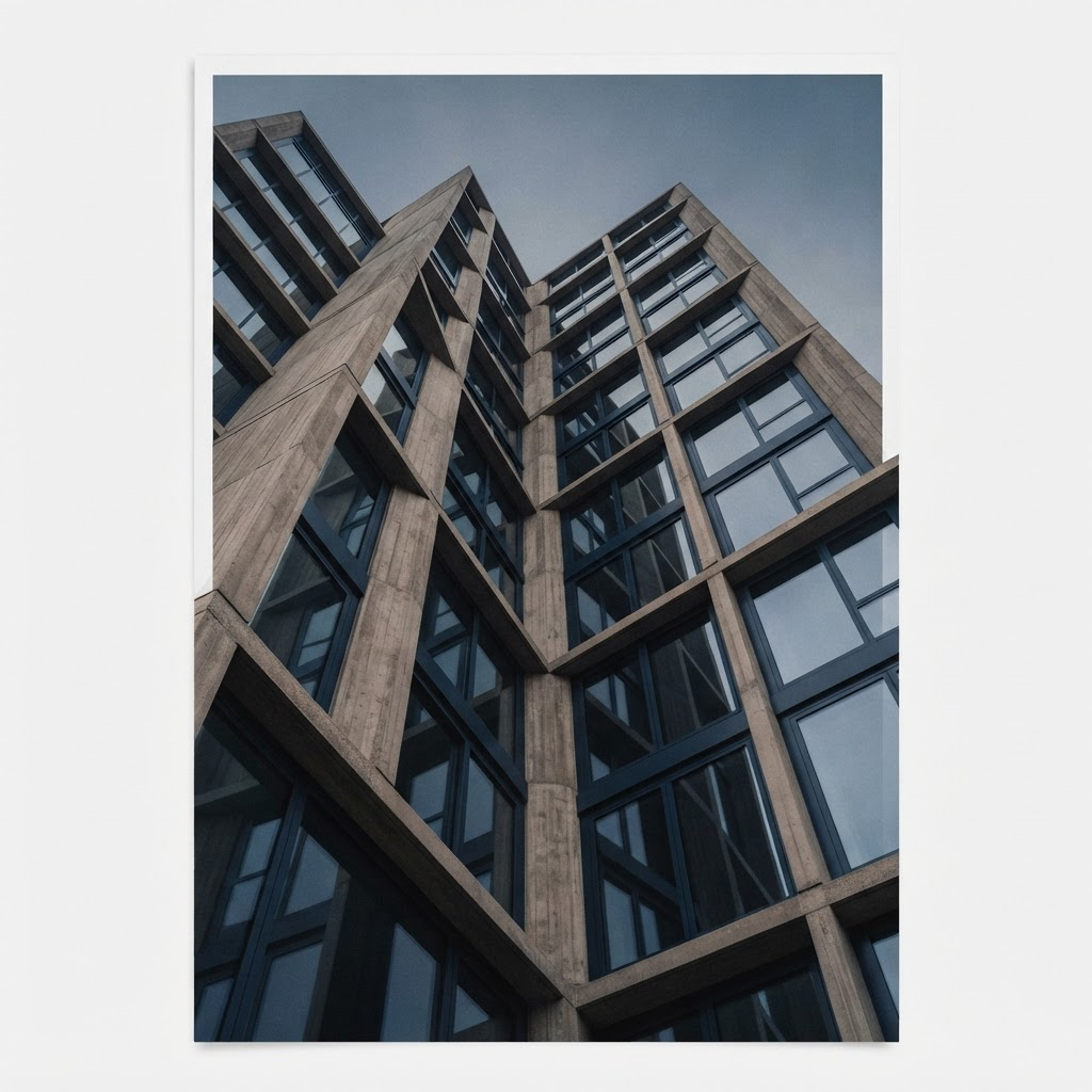 Modern bir binanın beton ve cam cephesi