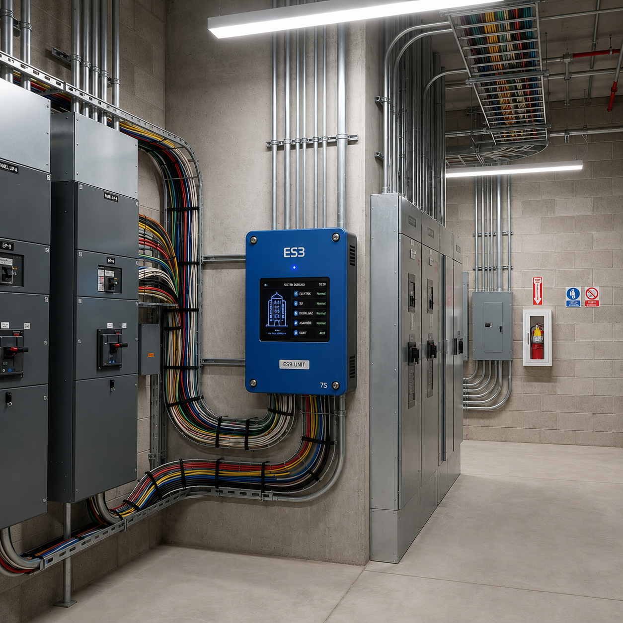 ESB-V0-DM ünitesinin bina elektrik panosu yanındaki kurulumu