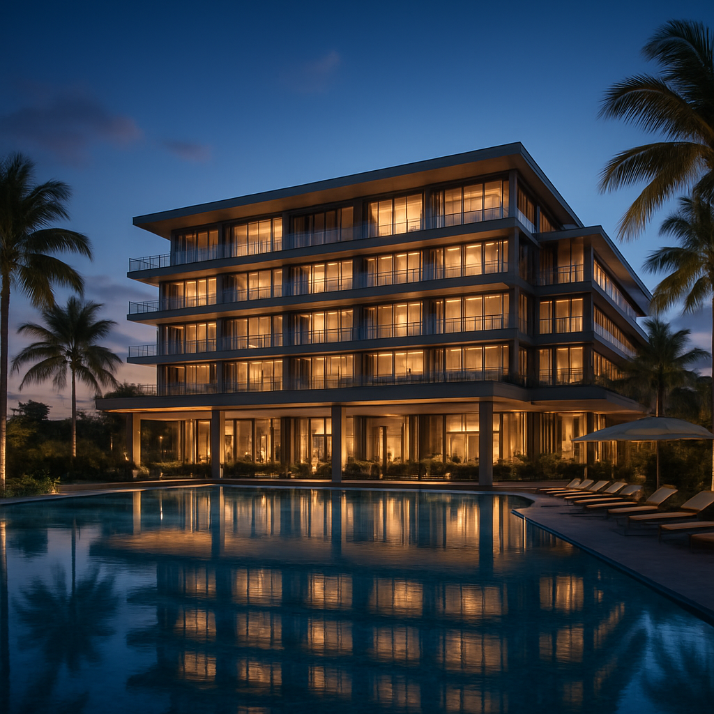 Alacakaranlıkta lüks resort otel